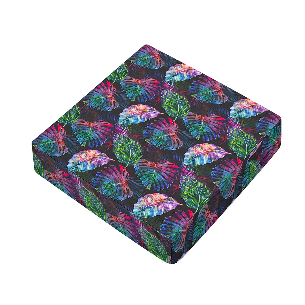 Colorful Tropical Leaves Pattern Print Outdoor Seat Cushion Cover