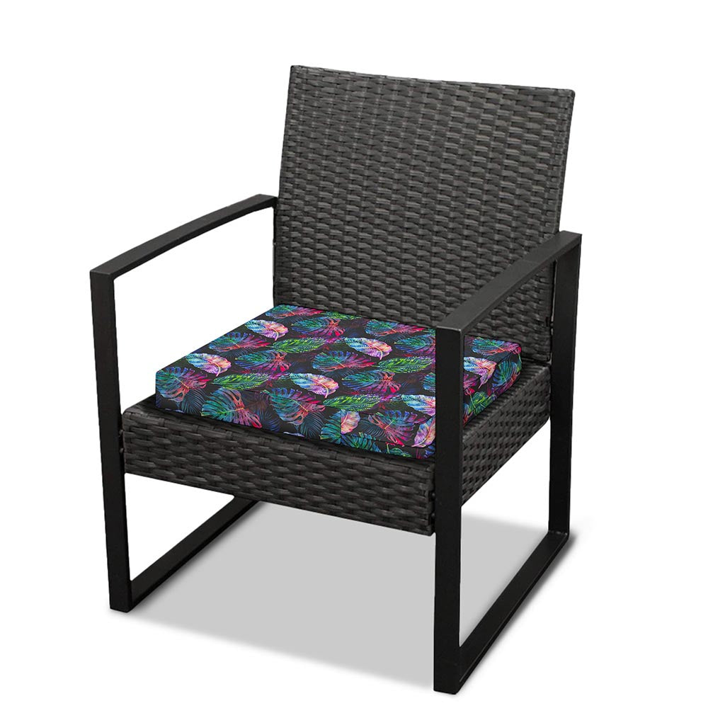 Colorful Tropical Leaves Pattern Print Outdoor Seat Cushion Cover