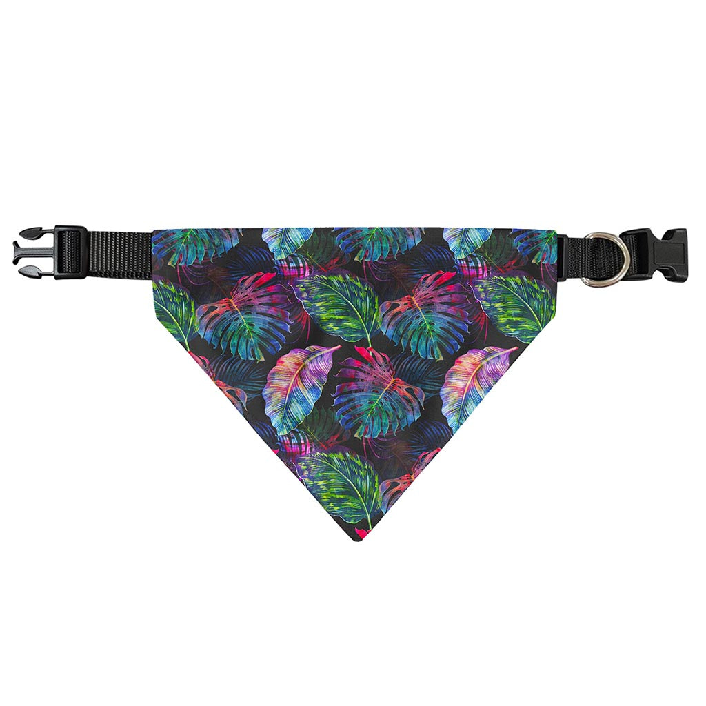 Colorful Tropical Leaves Pattern Print Over The Collar Dog Bandana