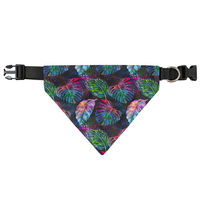 Colorful Tropical Leaves Pattern Print Over The Collar Dog Bandana