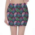 Colorful Tropical Leaves Pattern Print Pencil Mini Skirt