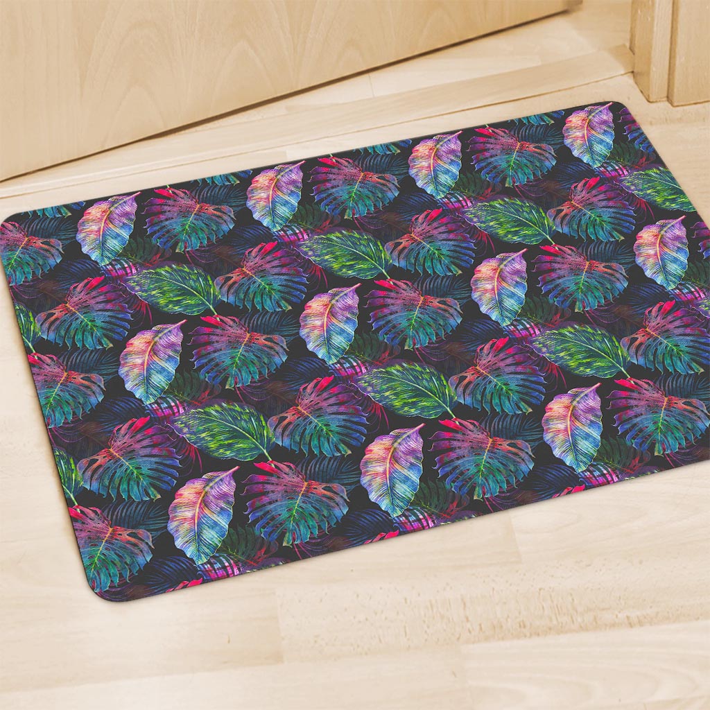 Colorful Tropical Leaves Pattern Print Polyester Doormat