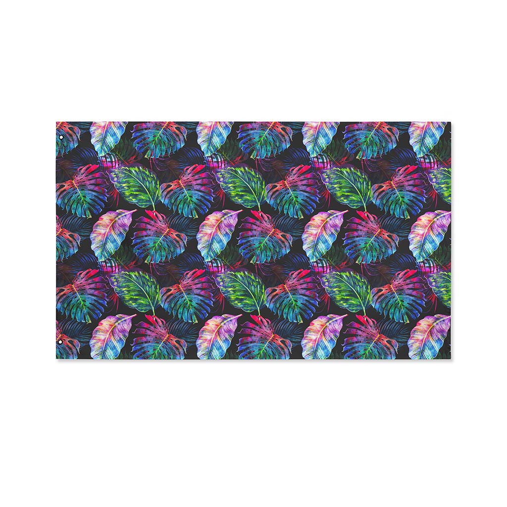 Colorful Tropical Leaves Pattern Print Polyester Flag