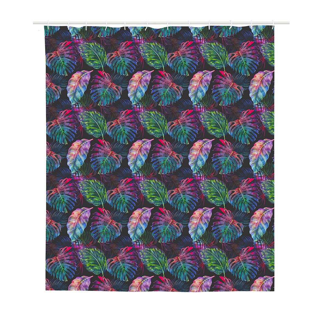 Colorful Tropical Leaves Pattern Print Polyester Shower Curtain