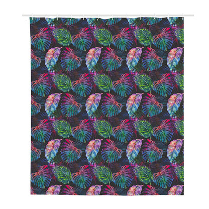 Colorful Tropical Leaves Pattern Print Polyester Shower Curtain