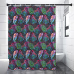 Colorful Tropical Leaves Pattern Print Premium Shower Curtain