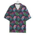 Colorful Tropical Leaves Pattern Print Rayon Hawaiian Shirt