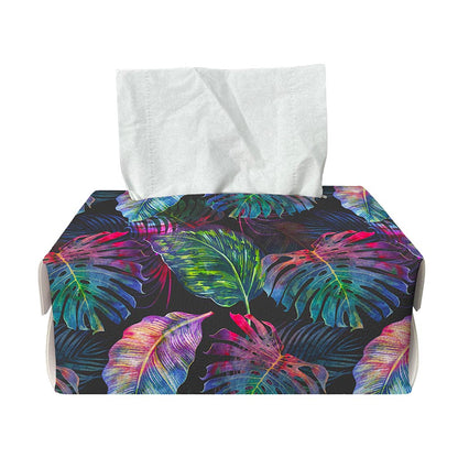 Colorful Tropical Leaves Pattern Print Rectangle Tissue Box Cover