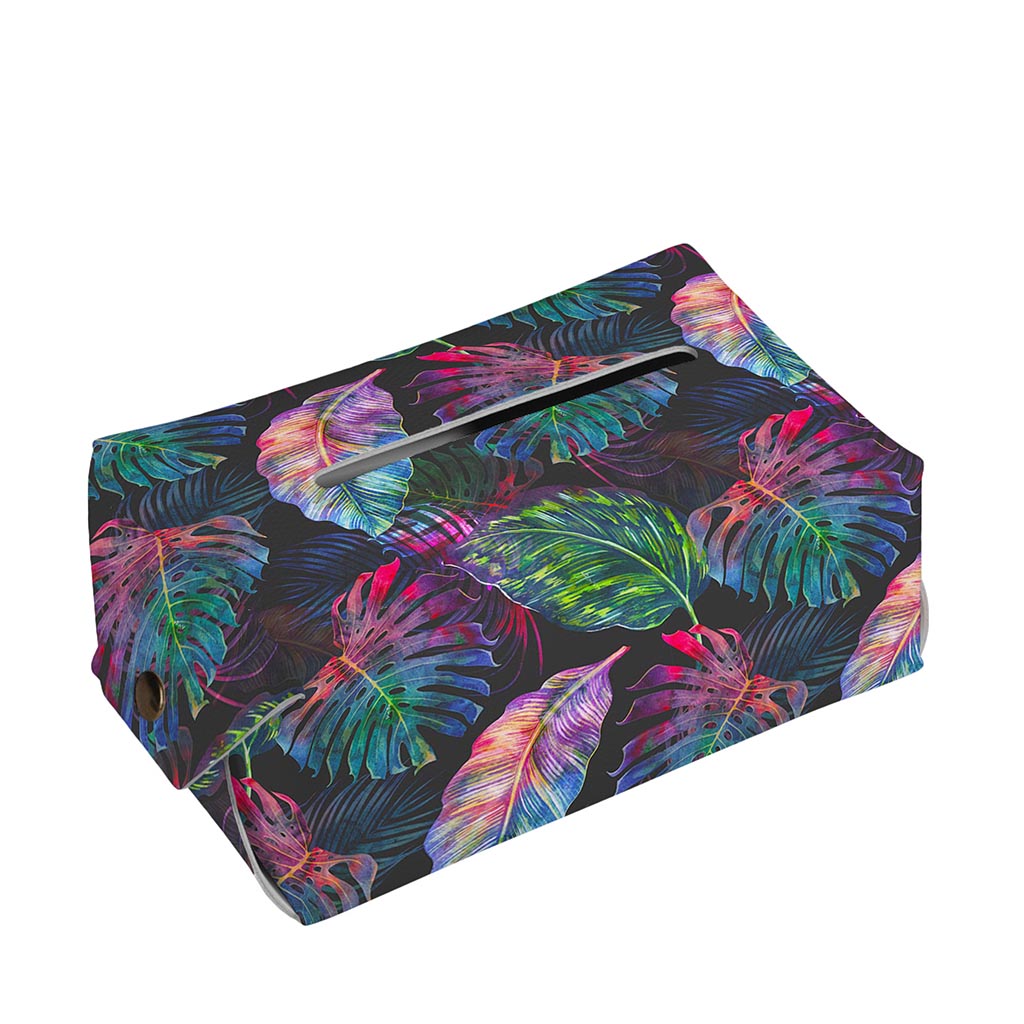 Colorful Tropical Leaves Pattern Print Rectangle Tissue Box Cover