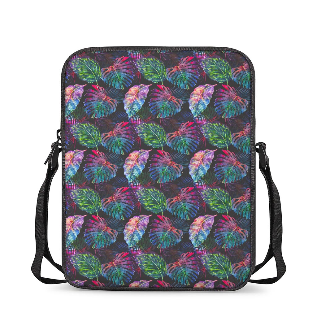 Colorful Tropical Leaves Pattern Print Rectangular Crossbody Bag