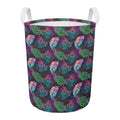 Colorful Tropical Leaves Pattern Print Round Laundry Basket
