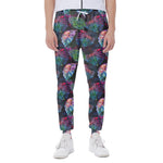 Colorful Tropical Leaves Pattern Print Scuba Joggers