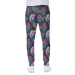 Colorful Tropical Leaves Pattern Print Scuba Joggers