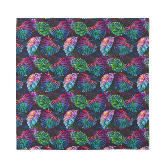 Colorful Tropical Leaves Pattern Print Silk Bandana