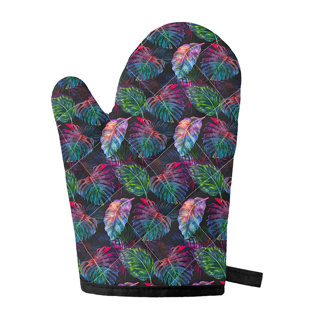 Colorful Tropical Leaves Pattern Print Single Oven Mitt