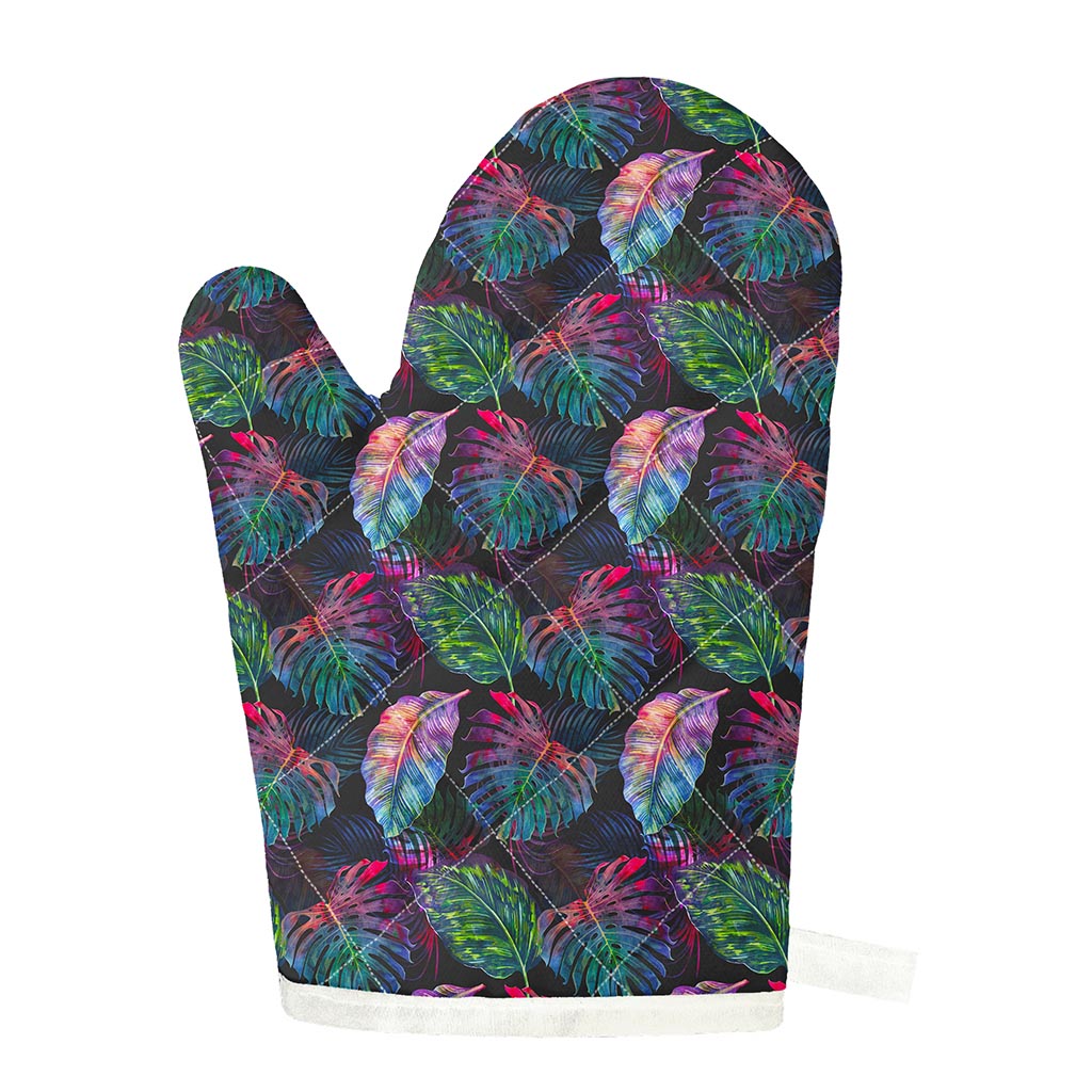 Colorful Tropical Leaves Pattern Print Single Oven Mitt