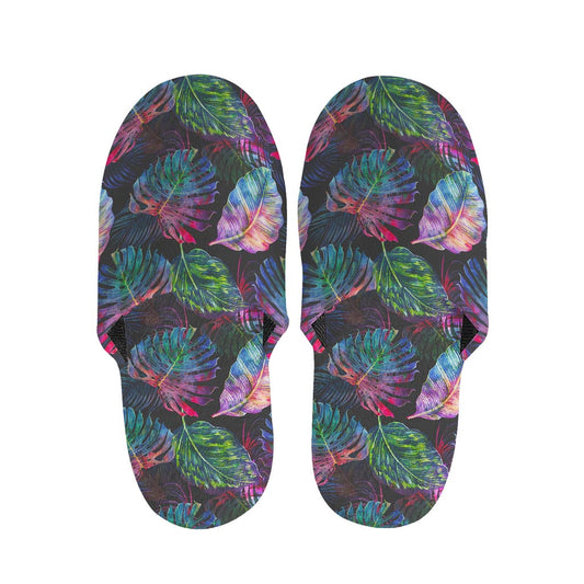 Colorful Tropical Leaves Pattern Print Slippers