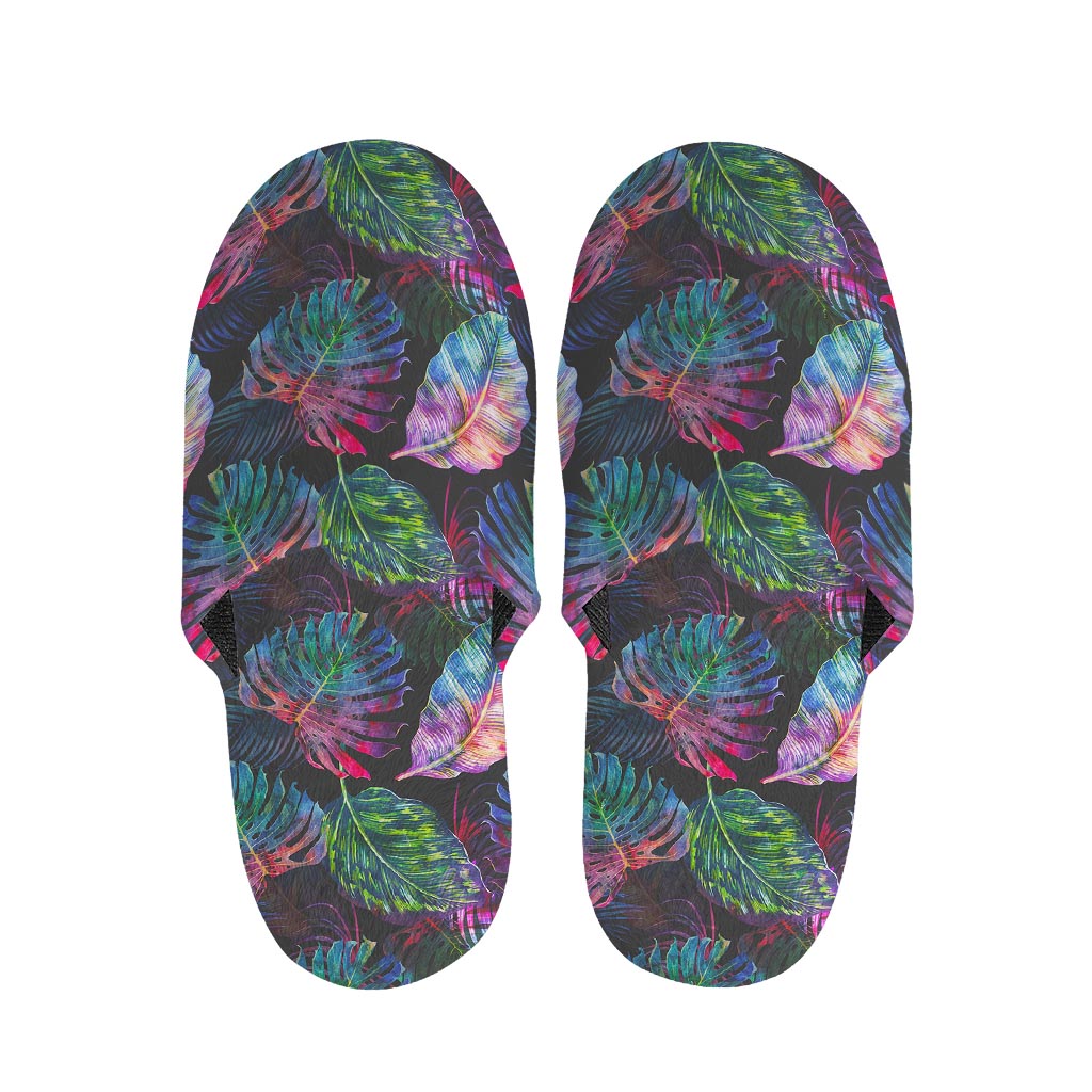Colorful Tropical Leaves Pattern Print Slippers