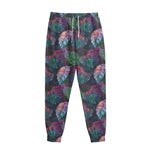 Colorful Tropical Leaves Pattern Print Sweatpants