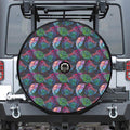 Colorful Tropical Leaves Pattern Print Tire Cover With Camera Hole