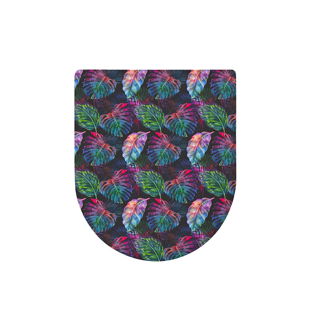 Colorful Tropical Leaves Pattern Print Toilet Lid Cover