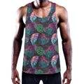Colorful Tropical Leaves Pattern Print Men's Workout Tank Top