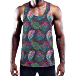 Colorful Tropical Leaves Pattern Print Training Tank Top