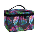 Colorful Tropical Leaves Pattern Print Travel Makeup Bag