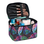Colorful Tropical Leaves Pattern Print Travel Makeup Bag