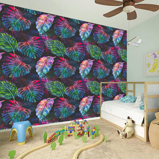 Colorful Tropical Leaves Pattern Print Wall Sticker