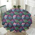 Colorful Tropical Leaves Pattern Print Waterproof Round Tablecloth