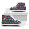 Colorful Tropical Leaves Pattern Print White High Top Sneakers