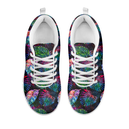 Colorful Tropical Leaves Pattern Print White Running Shoes