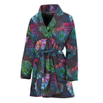 Colorful Tropical Leaves Pattern Print Women's Bathrobe