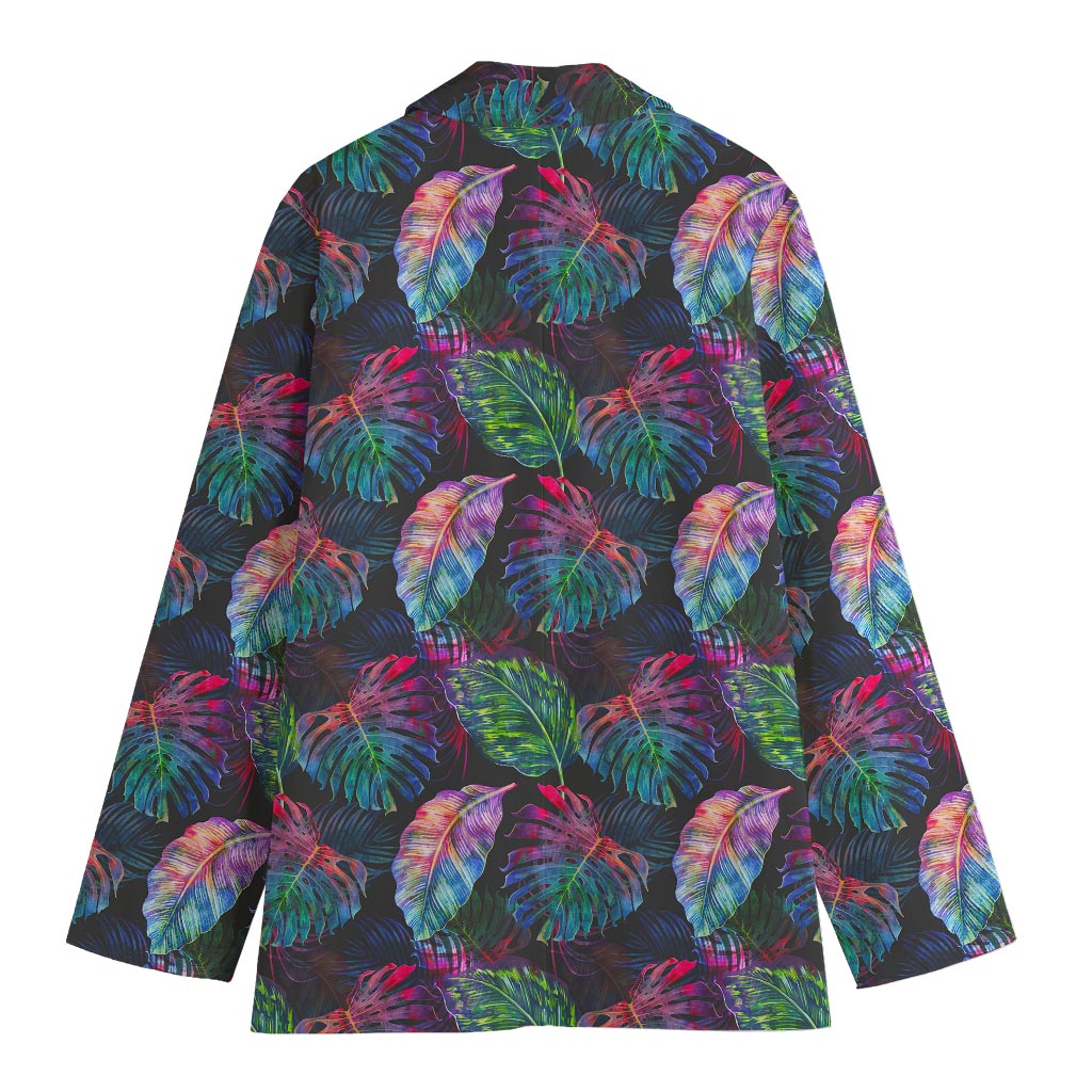Colorful Tropical Leaves Pattern Print Women's Blazer
