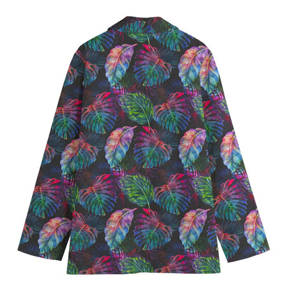 Colorful Tropical Leaves Pattern Print Women's Blazer