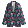 Colorful Tropical Leaves Pattern Print Women's Cotton Blazer