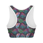 Colorful Tropical Leaves Pattern Print Women's Sports Bra
