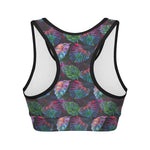 Colorful Tropical Leaves Pattern Print Women's Sports Bra