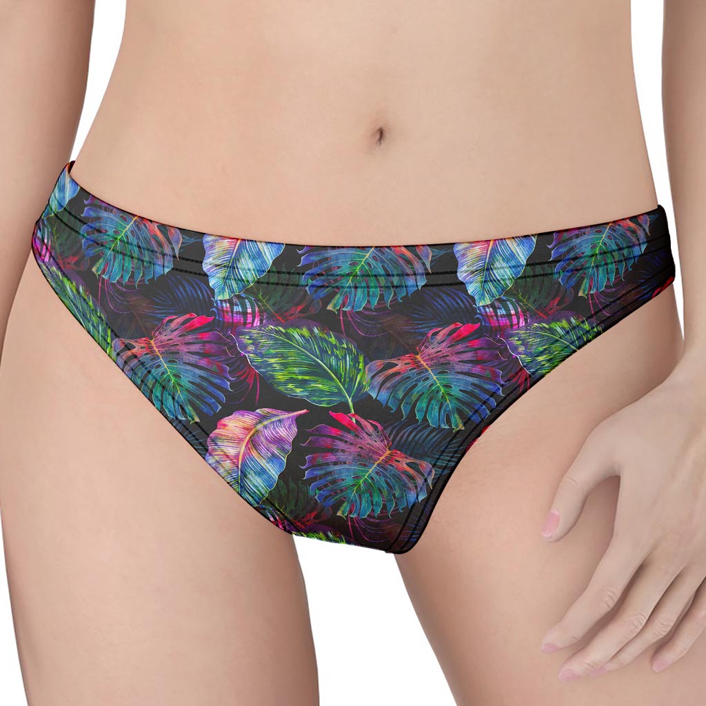 Colorful Tropical Leaves Pattern Print Women's Thong