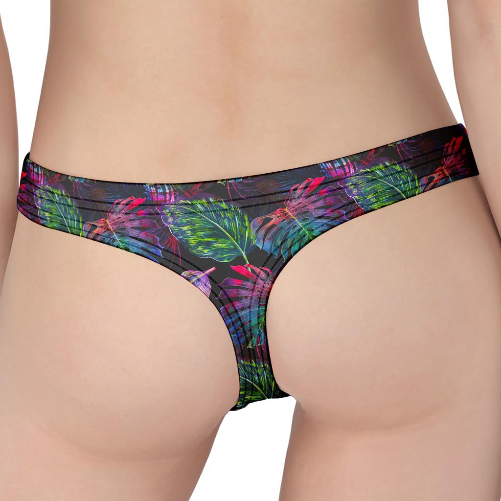 Colorful Tropical Leaves Pattern Print Women's Thong