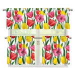 Colorful Tulip Pattern Print 3 Piece Kitchen Curtains
