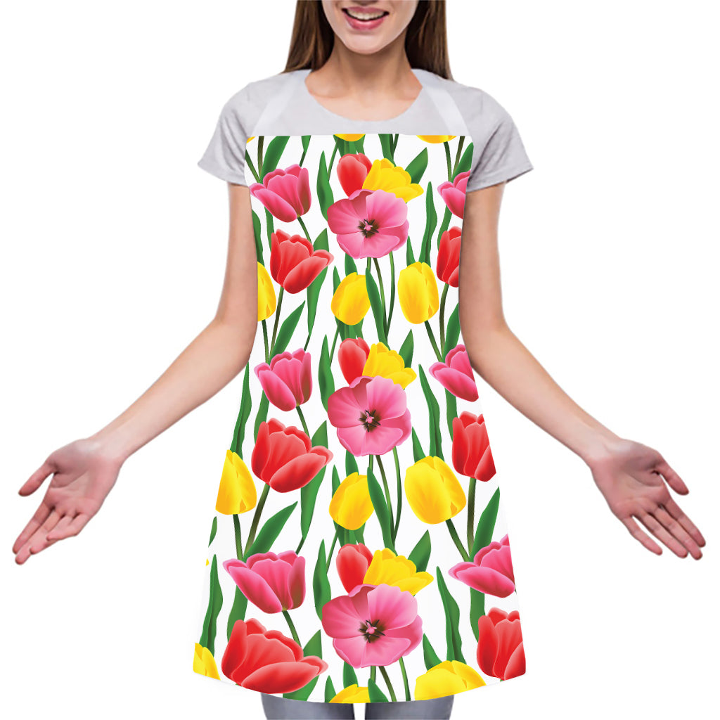 Colorful Tulip Pattern Print Adjustable Apron