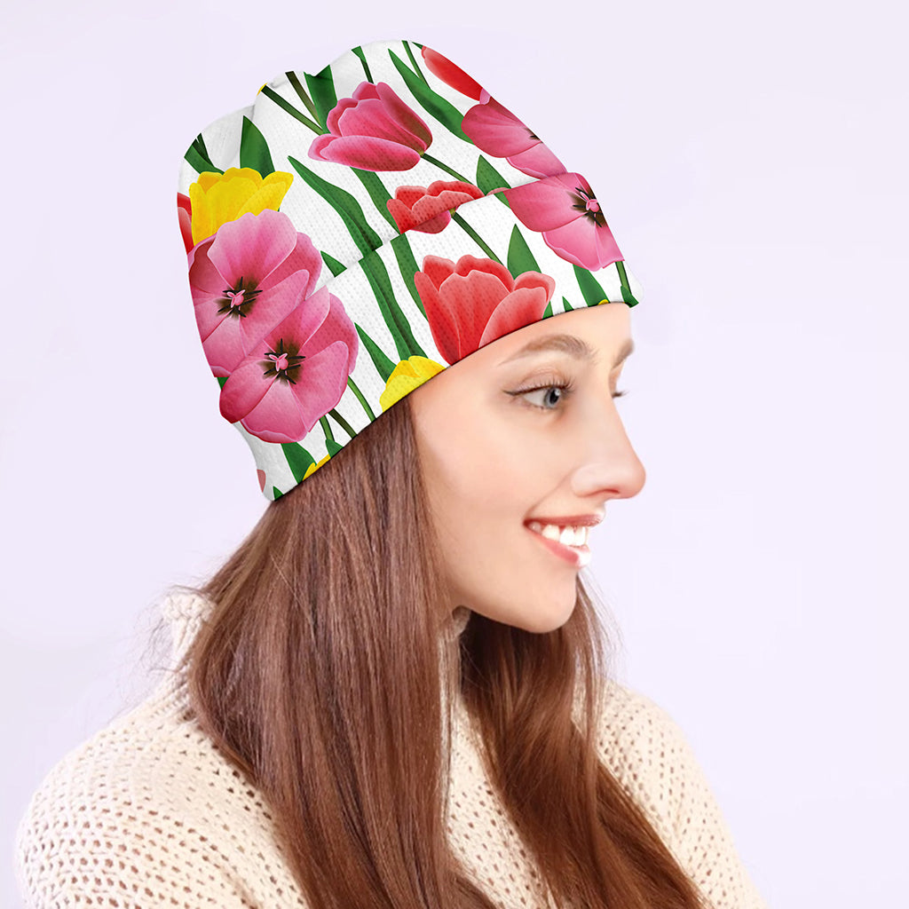 Colorful Tulip Pattern Print Beanie