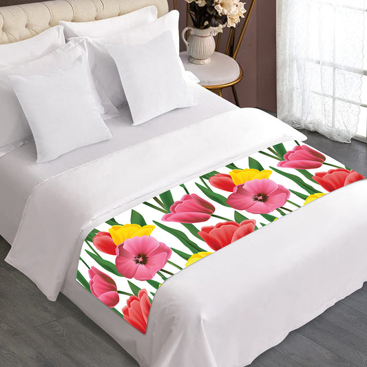 Colorful Tulip Pattern Print Bed Runner