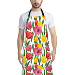 Colorful Tulip Pattern Print Bib Apron With Pocket