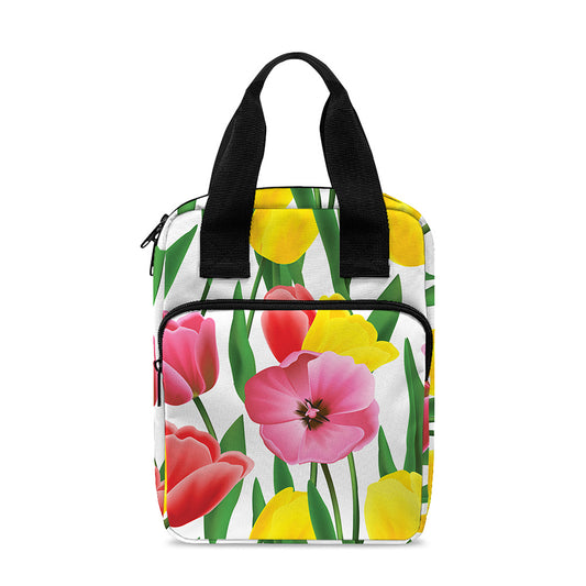 Colorful Tulip Pattern Print Bible Tote Bag