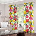 Colorful Tulip Pattern Print Dimout Grommet Curtains