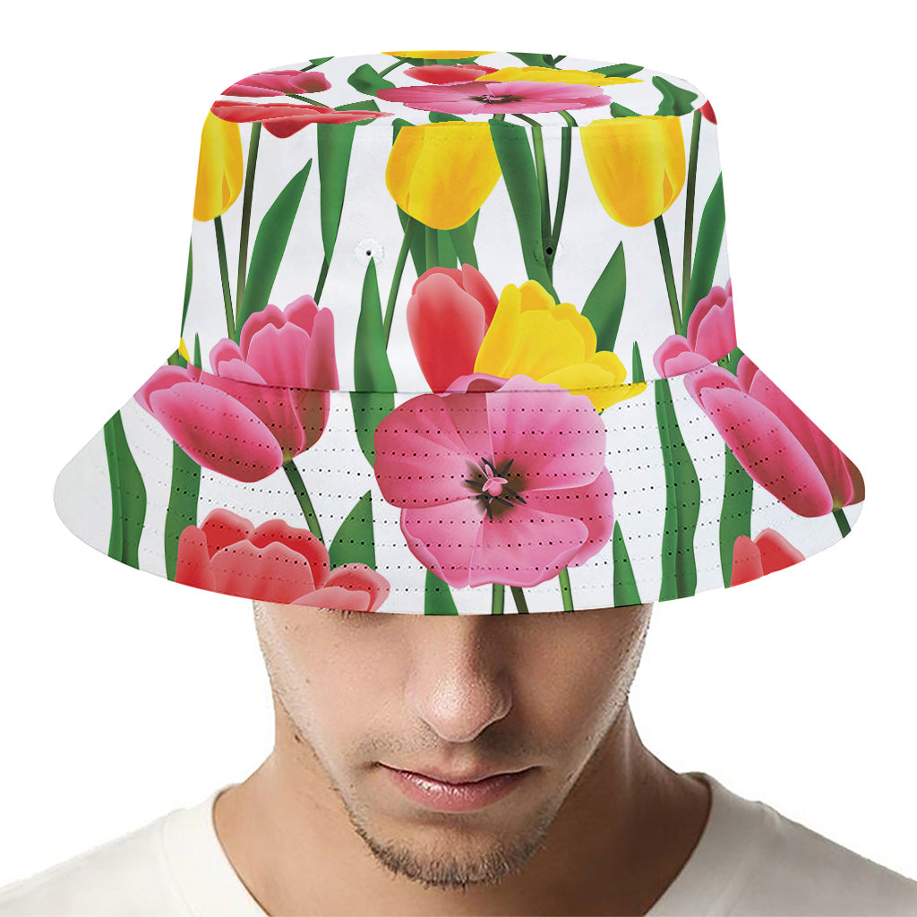 Colorful Tulip Pattern Print Bucket Hat