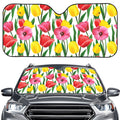 Colorful Tulip Pattern Print Car Windshield Sun Shade